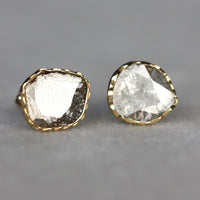 Diamond Slice Stud Earrings, 18k Gold