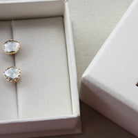 Diamond Slice Stud Earrings, 18k Gold