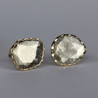Diamond Slice Stud Earrings, 18k Gold
