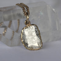 Diamond Slice Pendant, Salt and Pepper Diamond Pendant, 18k Gold