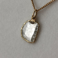Diamond Slice Pendant, Salt and Pepper Diamond Pendant, 18k Gold