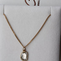Diamond Slice Pendant, Salt and Pepper Diamond Pendant, 18k Gold