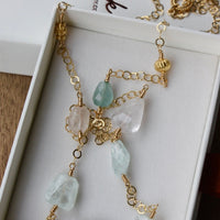 Aquamarine Long Chain Necklace, 14k Gold Filled/22k Gold Vermeil