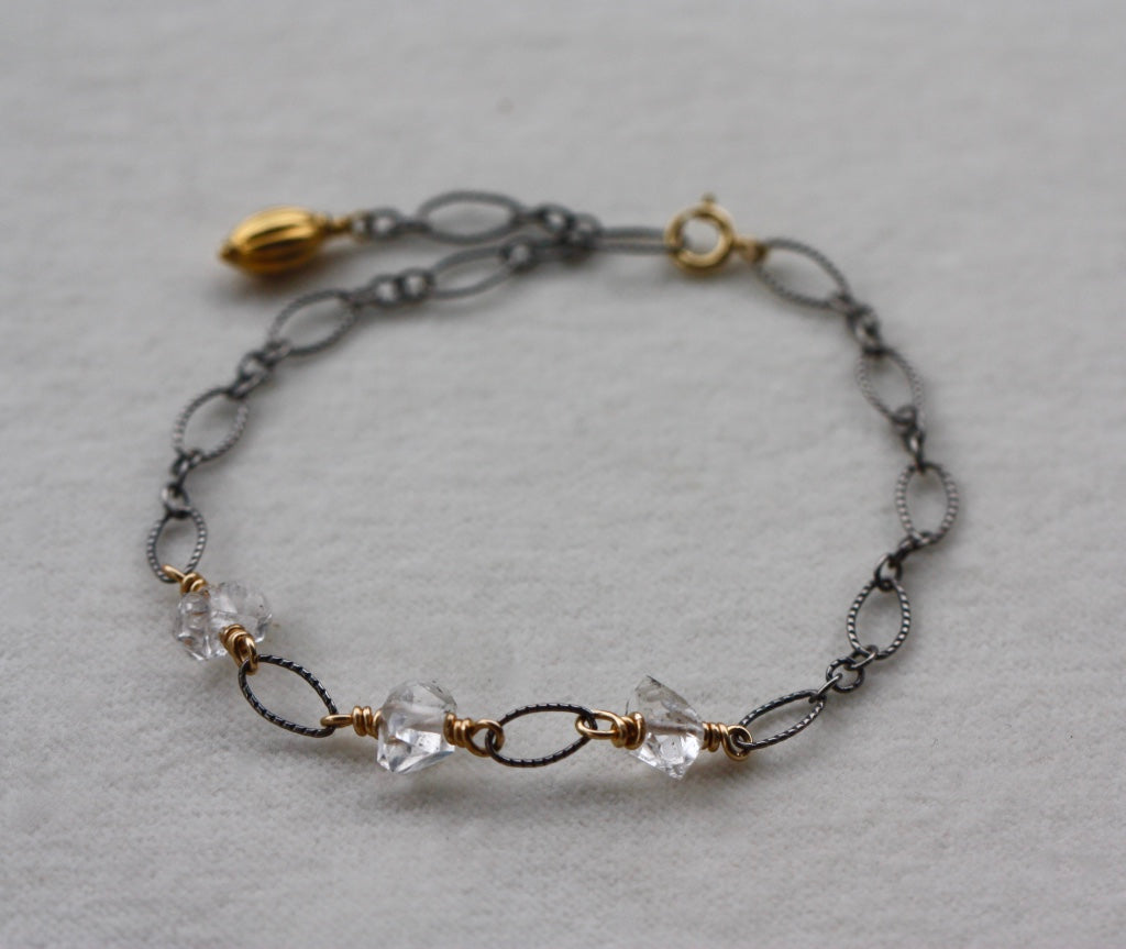 Herkimer Diamond and Mixed Metals Bracelet