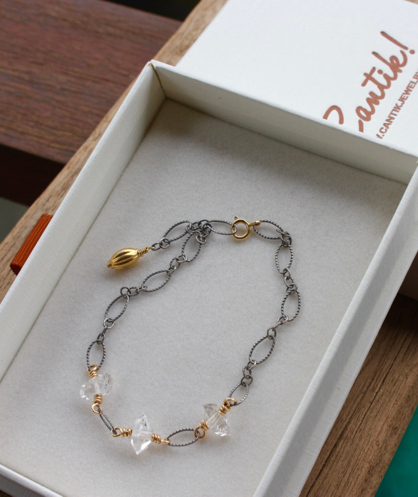 Herkimer Diamond and Mixed Metals Bracelet