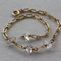Herkimer Diamond Bracelet, 14k Gold Filled Chain