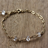 Herkimer Diamond Bracelet, 14k Gold Filled Chain