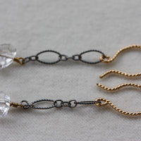 Herkimer Diamond And Mixed Metals Long Chain Earrings