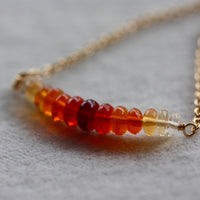 Mexican Fire Opal Bar Necklace, 14k Gold Filled Chain