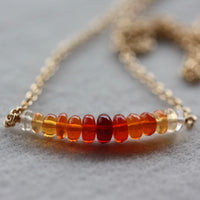 Mexican Fire Opal Bar Necklace, 14k Gold Filled Chain