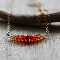 Mexican Fire Opal Bar Necklace, 14k Gold Filled Chain