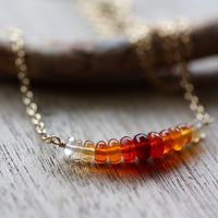 Mexican Fire Opal Bar Necklace, 14k Gold Filled Chain