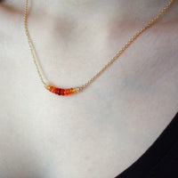 Mexican Fire Opal Bar Necklace, 14k Gold Filled Chain