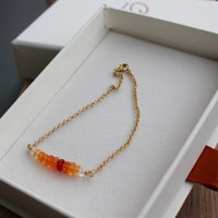 Mexican Fire Opal Bar Bracelet, 14k Gold Filled Chain
