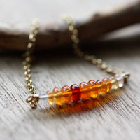 Mexican Fire Opal Bar Bracelet, 14k Gold Filled Chain
