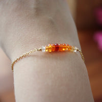 Mexican Fire Opal Bar Bracelet, 14k Gold Filled Chain