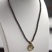 Lemon Quartz and Freshwater Pearl Necklace, 14k Gold Filled