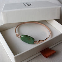 Tibetan Turquoise and 14k Rose Gold Filled Bangle Bracelet