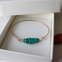 Tibetan Turquoise and 14k Gold Filled Bangle Bracelet
