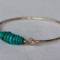 Tibetan Turquoise and 14k Gold Filled Bangle Bracelet