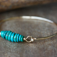 Tibetan Turquoise and 14k Gold Filled Bangle Bracelet