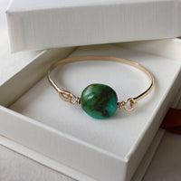 Tibetan Turquoise and 14k Gold Filled Bangle Bracelet