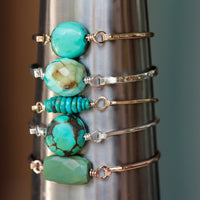 Tibetan Turquoise and 14k Gold Filled Bangle Bracelet