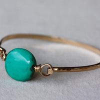 Tibetan Turquoise and 14k Gold Filled Bangle Bracelet