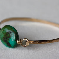 Tibetan Turquoise and 14k Gold Filled Bangle Bracelet