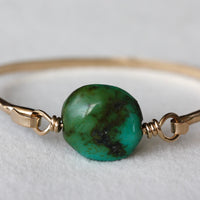 Tibetan Turquoise and 14k Gold Filled Bangle Bracelet