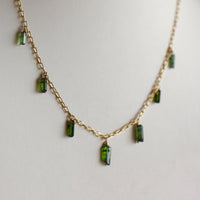 Raw Green Tourmaline Crystal Necklace, October Birthstone Necklace