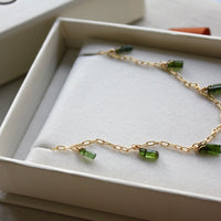Raw Green Tourmaline Crystal Necklace, October Birthstone Necklace