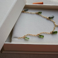 Raw Green Tourmaline Crystal Necklace, October Birthstone Necklace