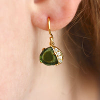Featured in TATLER UK, Green Bi-Color Tourmaline Slice and Diamond Earrings, 18k Gold