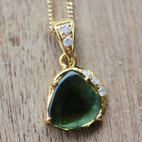 Featured in TATLER UK, Green Bi-Color Tourmaline Slice and Diamond Pendant Necklace, 18k Gold