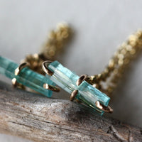 Paraiba Blue Tourmaline Stud Chain Earrings, 14k Gold Filled