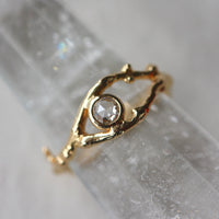 Rose Cut Diamond Natural Twig Ring, 18k Gold