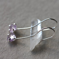 Raw Lavender Amethyst Long Ear Hook Earrings
