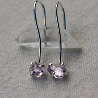 Raw Lavender Amethyst Long Ear Hook Earrings