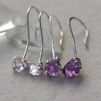 Raw Lavender Amethyst Long Ear Hook Earrings