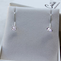 Raw Lavender Amethyst Long Ear Hook Earrings