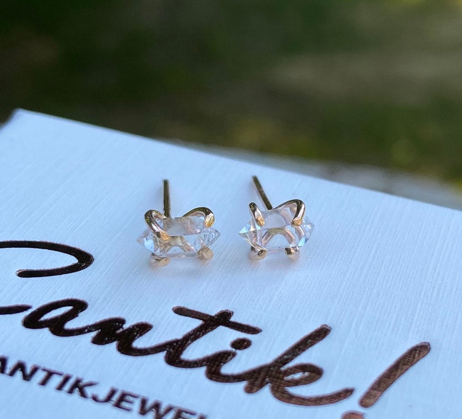 Natural Herkimer Diamond Stud Earrings, Herkimer Diamond Quartz Post Earrings