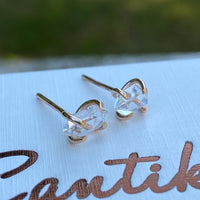 Natural Herkimer Diamond Stud Earrings, Herkimer Diamond Quartz Post Earrings