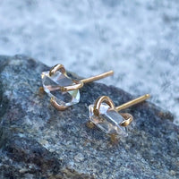 Natural Herkimer Diamond Stud Earrings, Herkimer Diamond Quartz Post Earrings