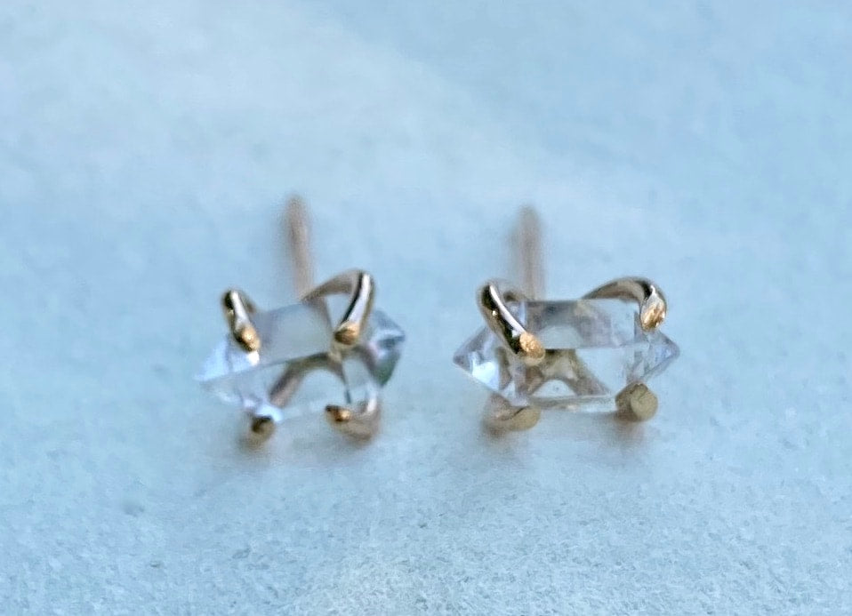 Natural Herkimer Diamond Stud Earrings, Herkimer Diamond Quartz Post Earrings