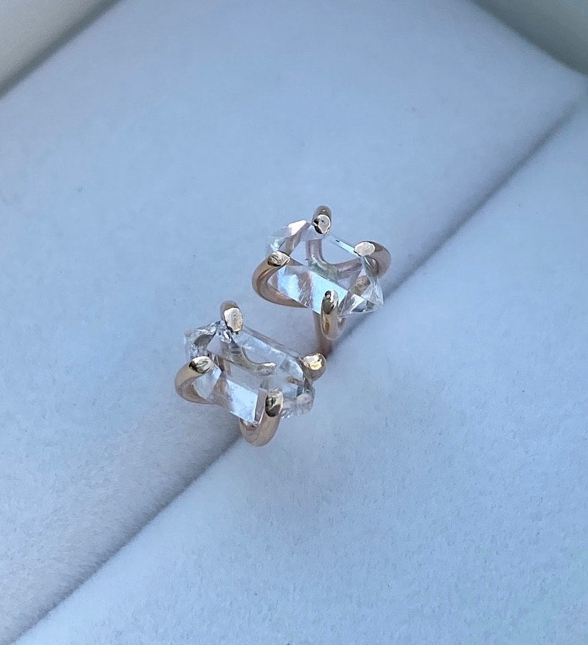 Natural Herkimer Diamond Stud Earrings, Herkimer Diamond Quartz Post Earrings