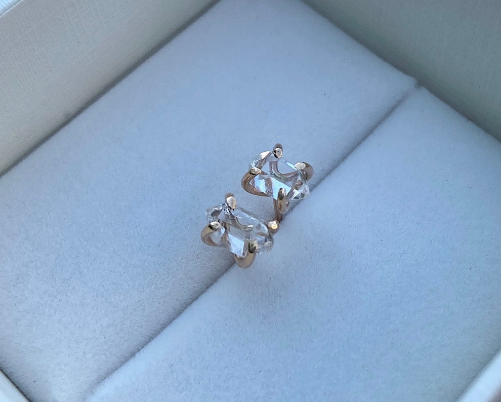 Natural Herkimer Diamond Stud Earrings, Herkimer Diamond Quartz Post Earrings
