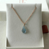 Raw, Unpolished Brazilian Blue Santa Maria Aquamarine Pendant Necklace
