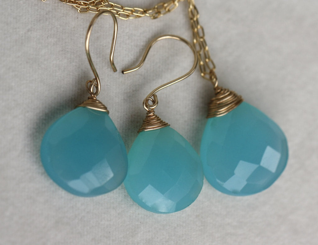 Sea Blue Chalcedony Necklace