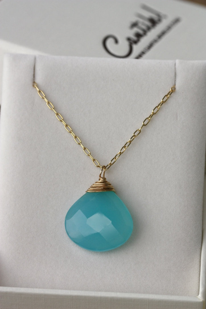 Sea Blue Chalcedony Necklace